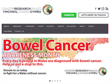 Tablet Screenshot of cancerresearchwales.co.uk
